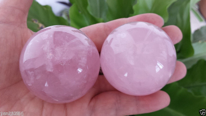 3Pcs 35-40mm natural rose quartz crystal sphere ball heal AAAA