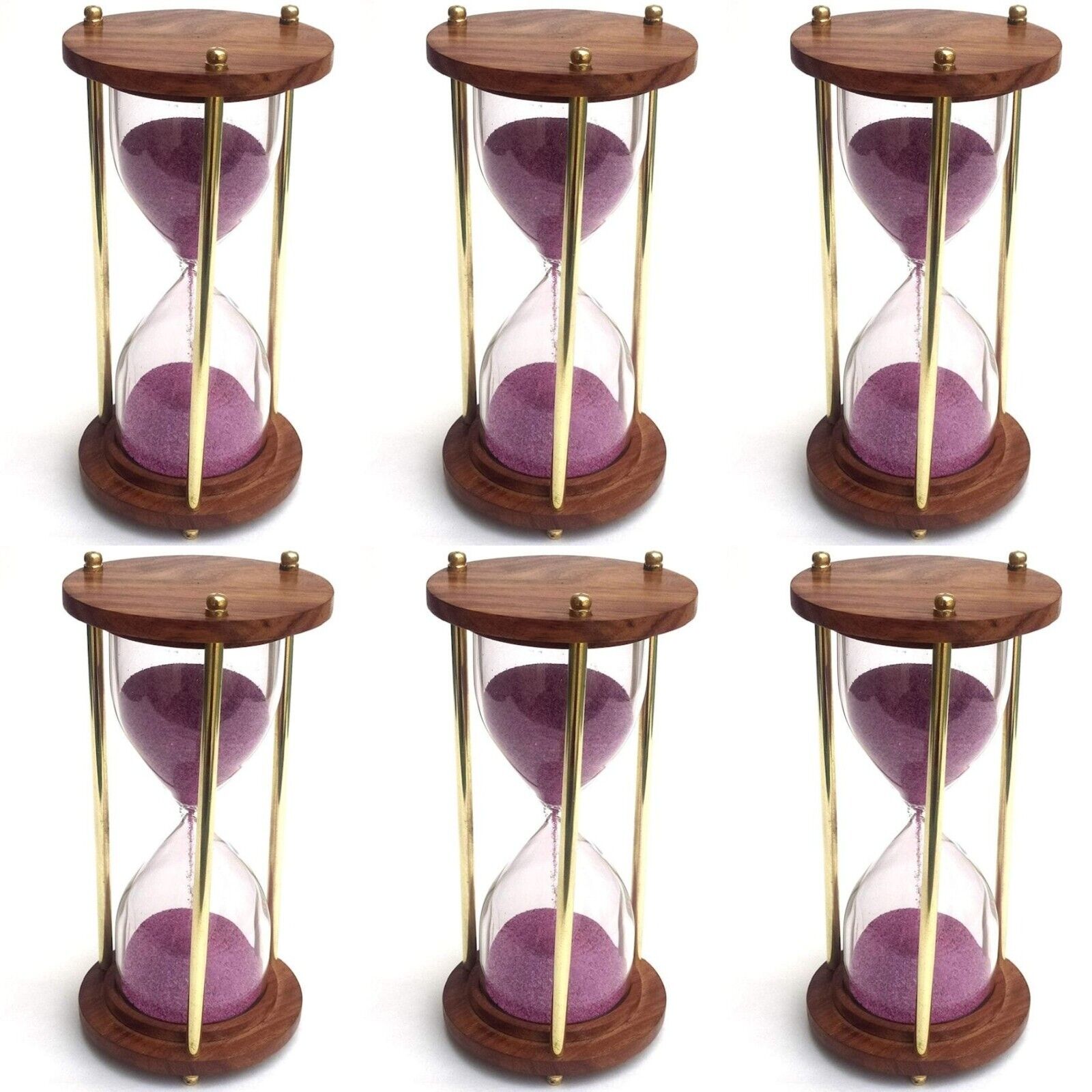 Set of 12 Wood sand timer 5 minute sand clock hourglass 6 inch nautical gift