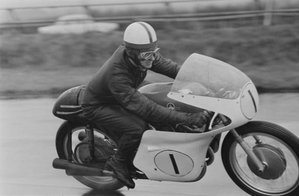 English grand prix motorcycle road racer Derek Minter of the Gilera - Old Photo
