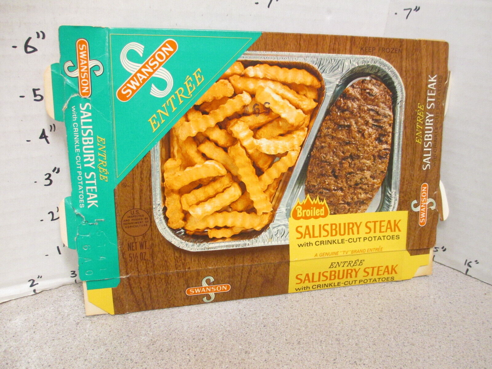 SWANSON TV DINNER entree box SALISBURY STEAK french fries 1976 frozen food #2