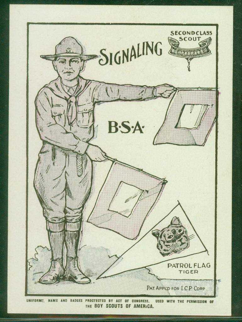 Boy Scouts, No 114, Made by ICP Corp w/Ad, Scout Signaling, Uncolored, VERY RARE