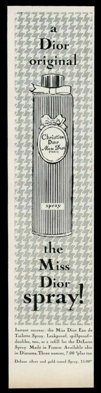 1956 Christian Dior Miss Dior spray vintage print ad