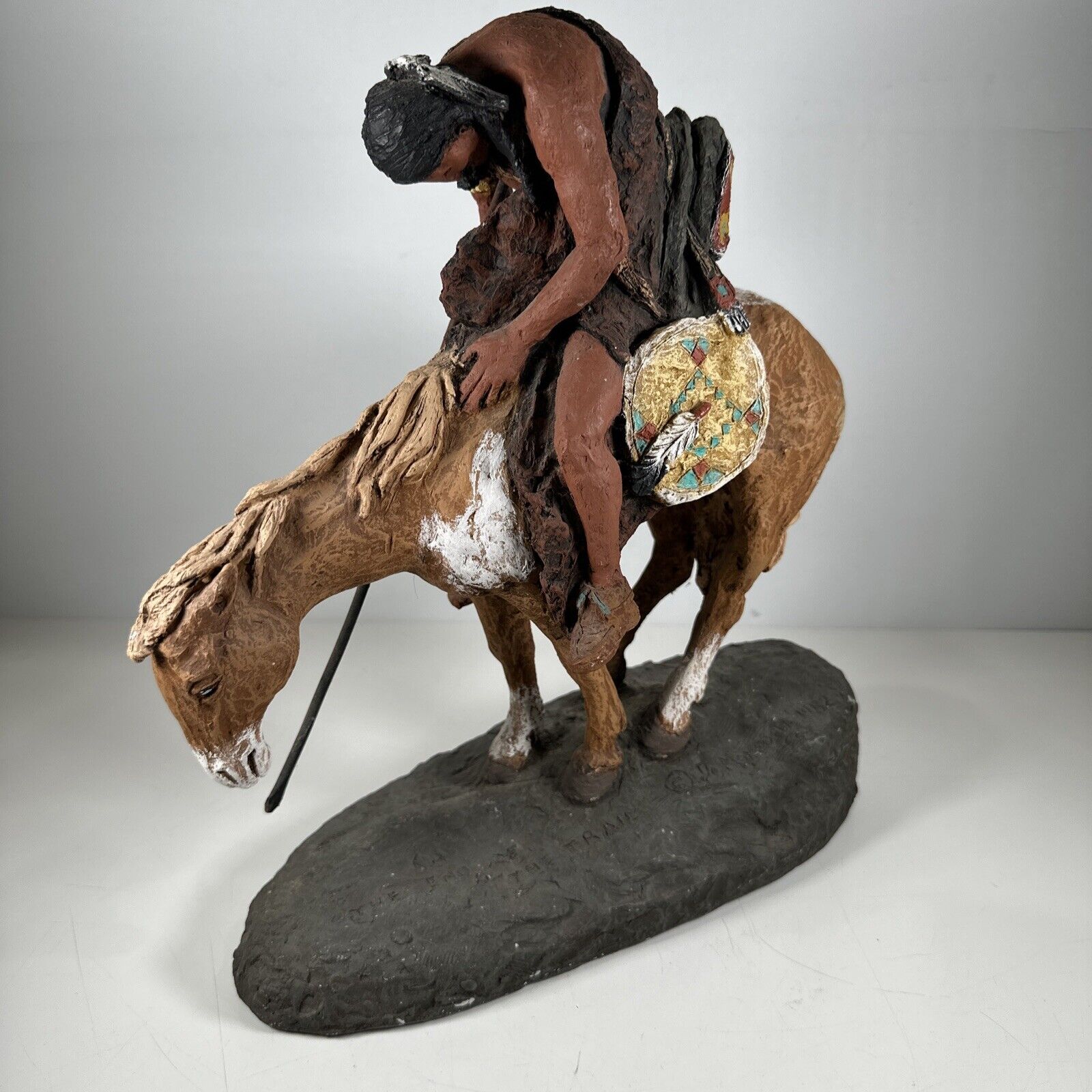 Vintage Daniel R Monfort Native American End of the Trail sculpture Horse/ Rider