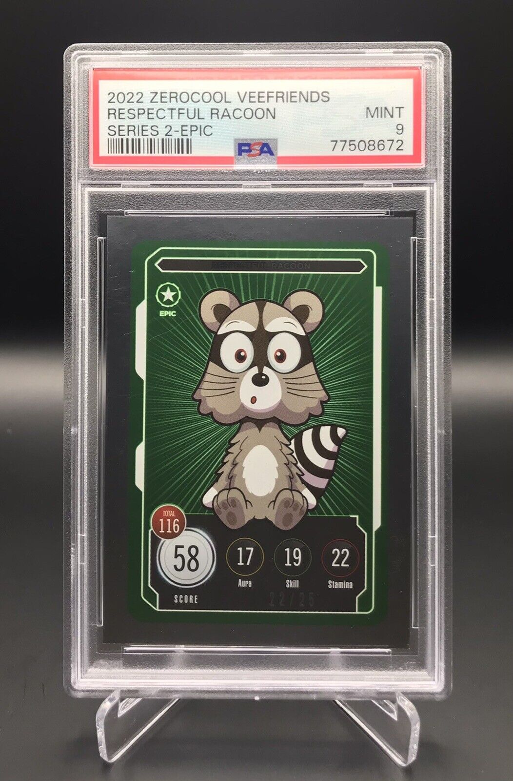 Respectful Racoon PSA 9 EPIC VeeFriends Compete And Collect ￼#’d 22/25 Series 2