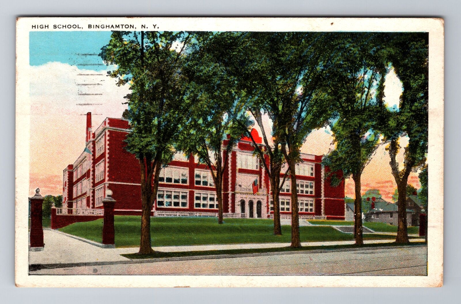 Binghamton NY-New York, High School, Antique c1928 Vintage Souvenir Postcard
