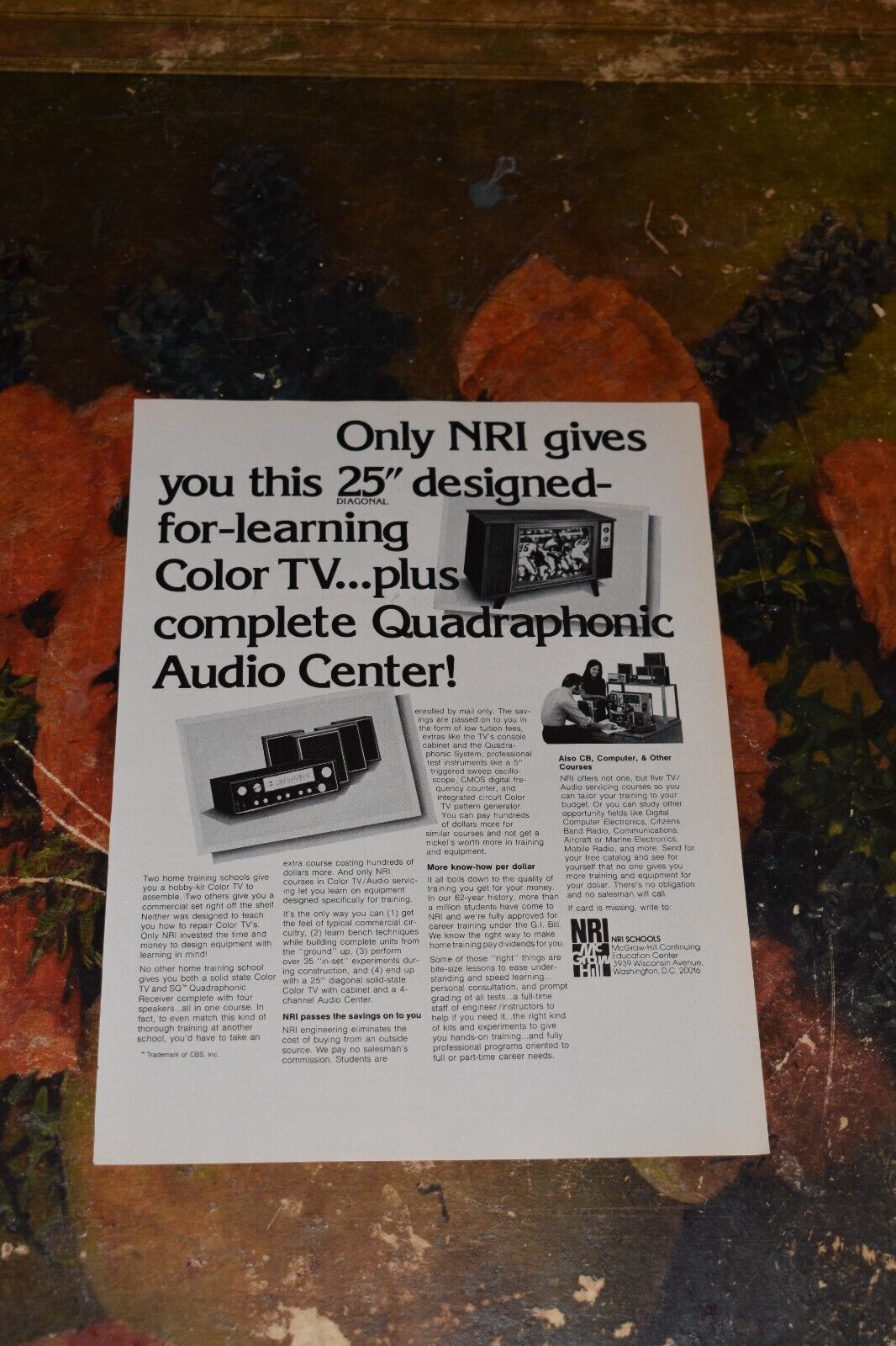 Vintage 1977 NRI Electronics Schools Print Ad.