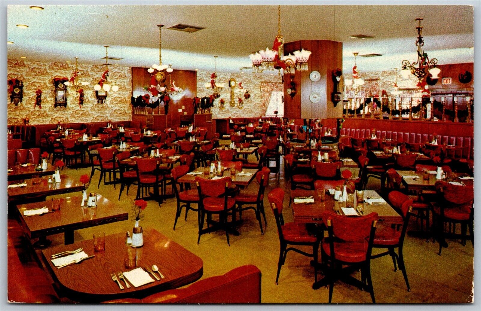 Vtg Hollywood California CA Tick Tock Restaurant Dining Room View Postcard