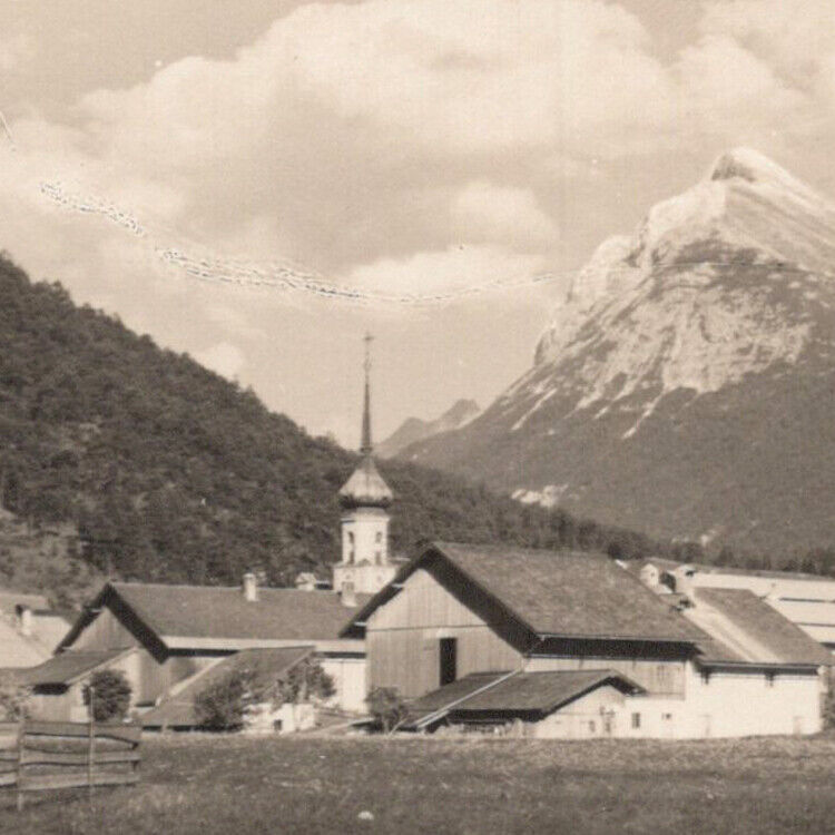 Vintage 1930s RPPC Hohen Hoher Gleirsch Mountain Scharnitz Austria Postcard