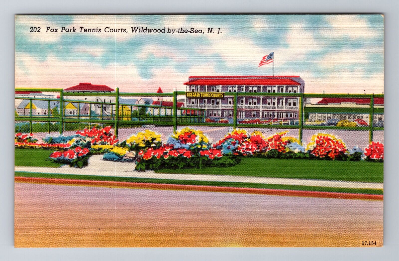 Wildwood-by-the-Sea NJ-New Jersey, Fox Park Tennis Courts, Vintage Postcard