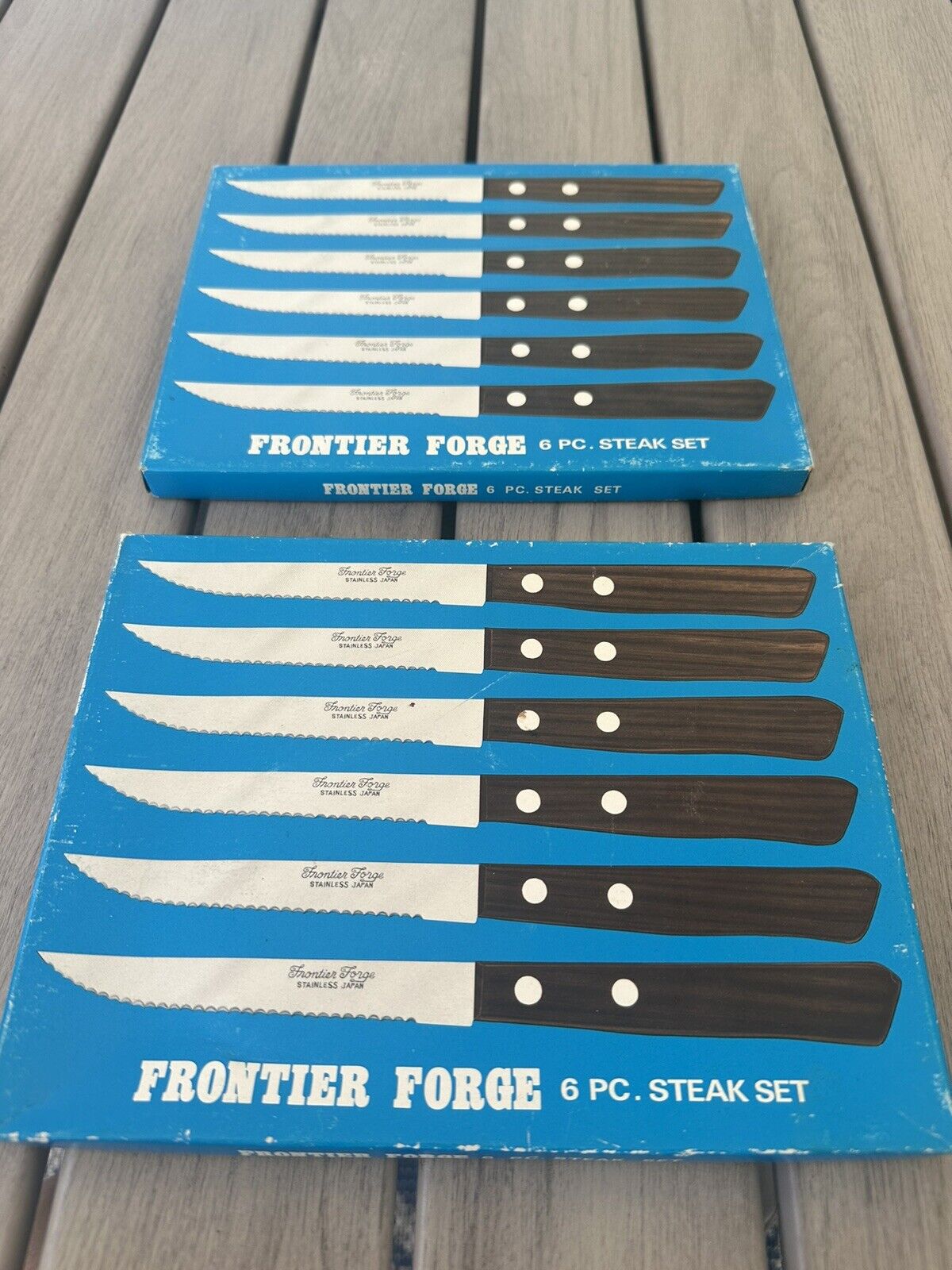 Vintage Frontier Forge Steak Knife 12Piece Set Stainless Japan J100-6 NEW 2Boxes