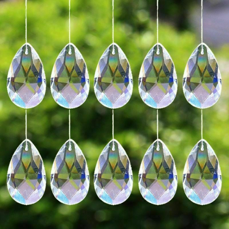  Suncatcher 10Pc Tear Drop Clear Glass Crystal Prism Pendant Chandelier Jewelry