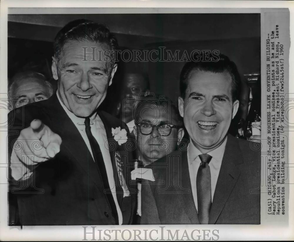 1960 Press Photo GOP Nominees leave convention Henry Cabot Lodge, Richard Nixon
