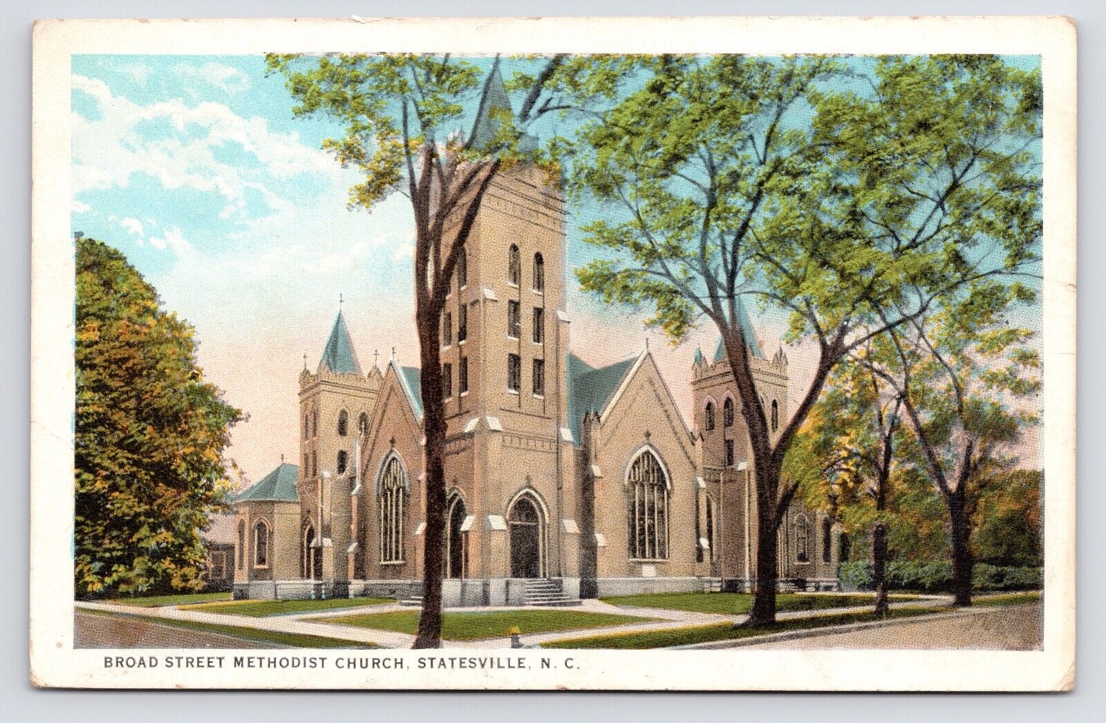 c1920s Methodist Church Broad Street Vtg Statesville North Carolina NC Postcard