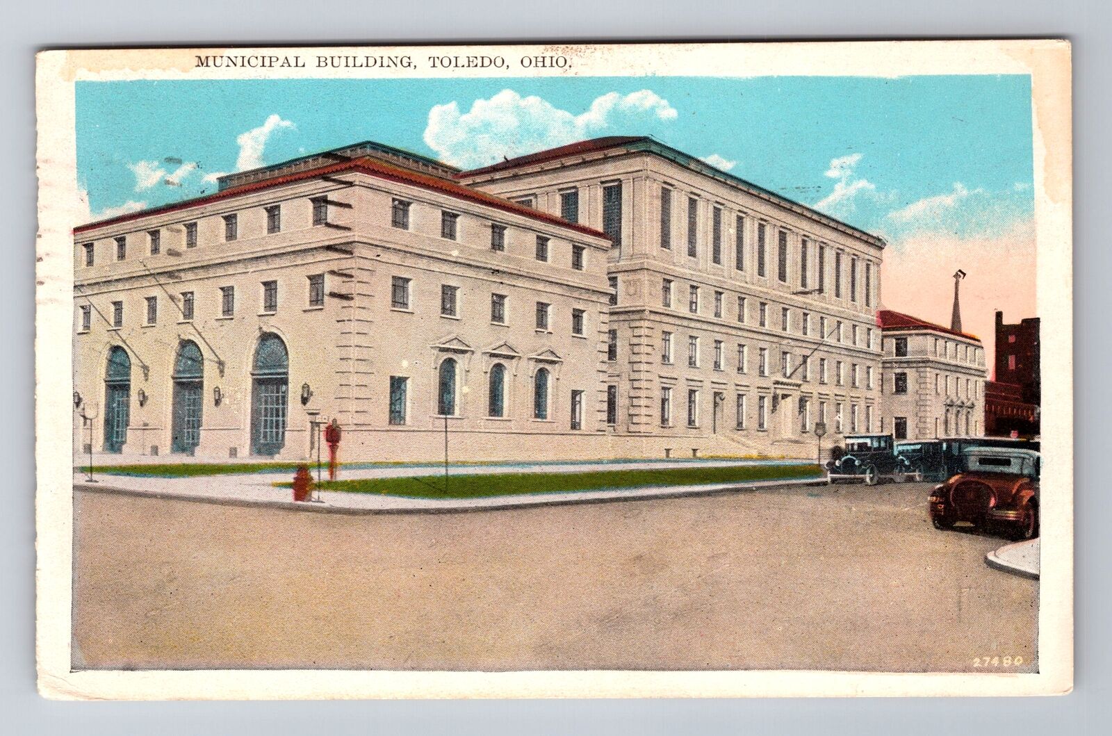 Toledo OH-Ohio, Municipal Building, Antique Vintage Souvenir Postcard