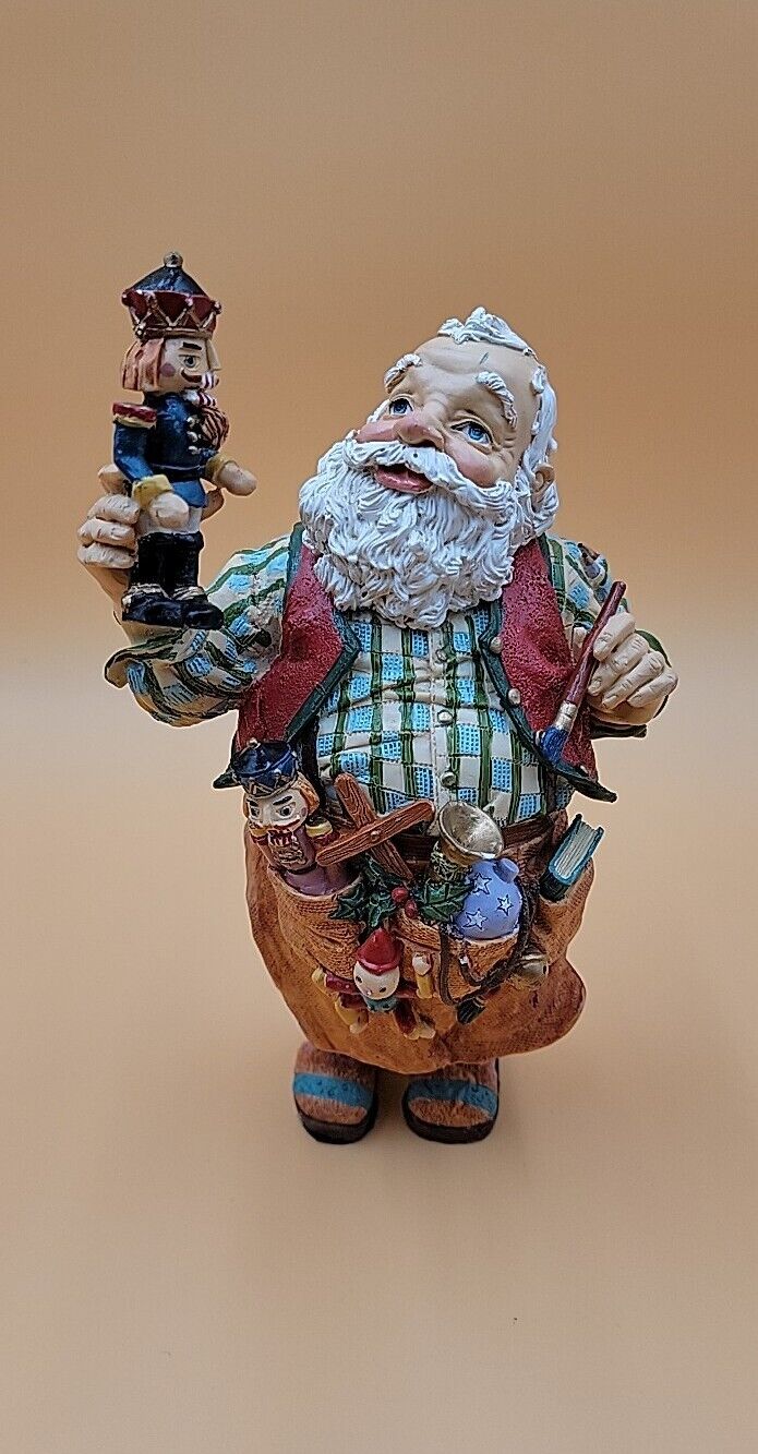 Handcrafted Resin Santa In Slippers Figurines Finishing Touches On Toys