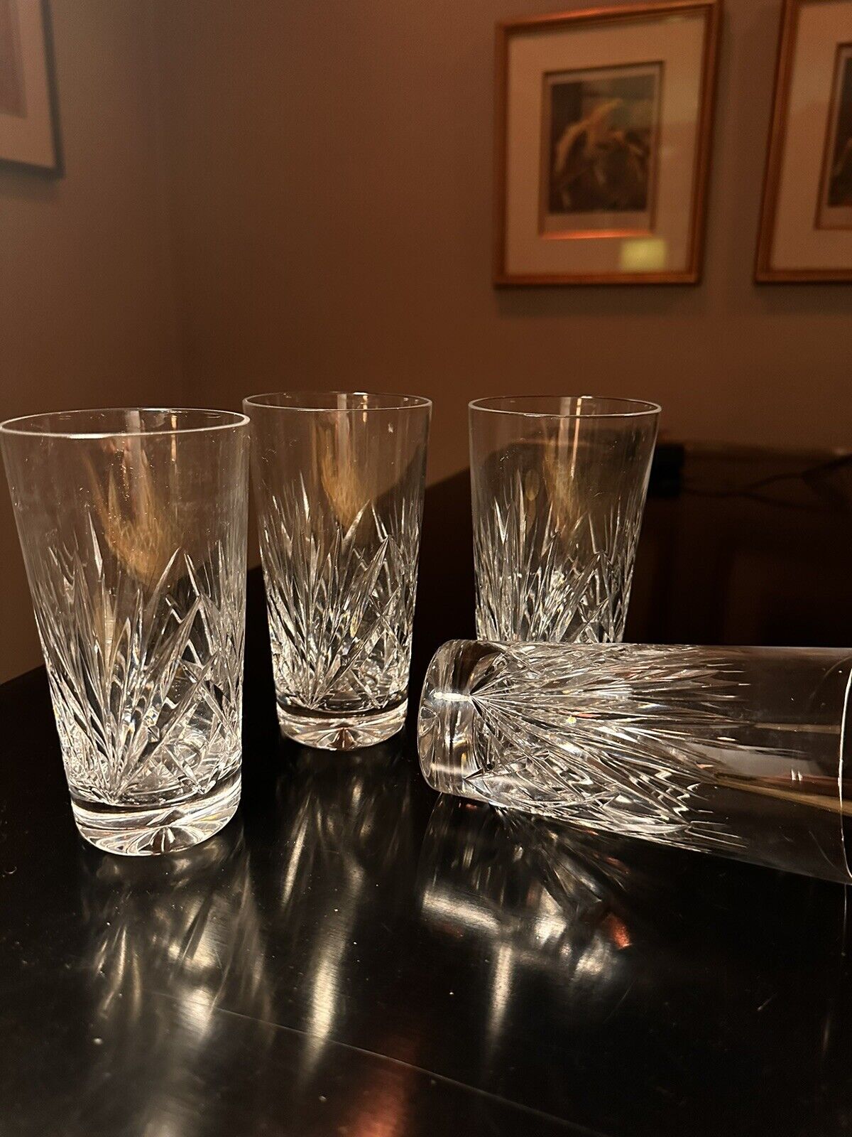 Set Of 4 Gorham Crystal Cherrywood Clear Highball Glass Exc