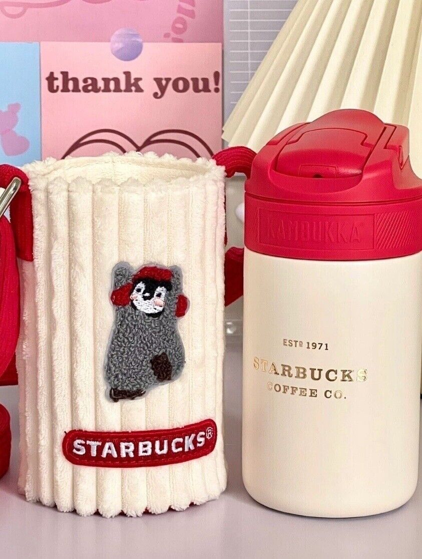 New 2022 China Starbucks Christmas 10oz Winter Sleigh SS Flip Straw Cup With Bag