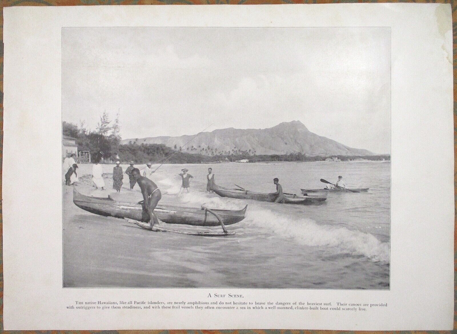 1898 Large HAWAIIAN Photos~ SURF Scene ~Street Scene ~ HONOLULU Waikiki ~ HAWAII