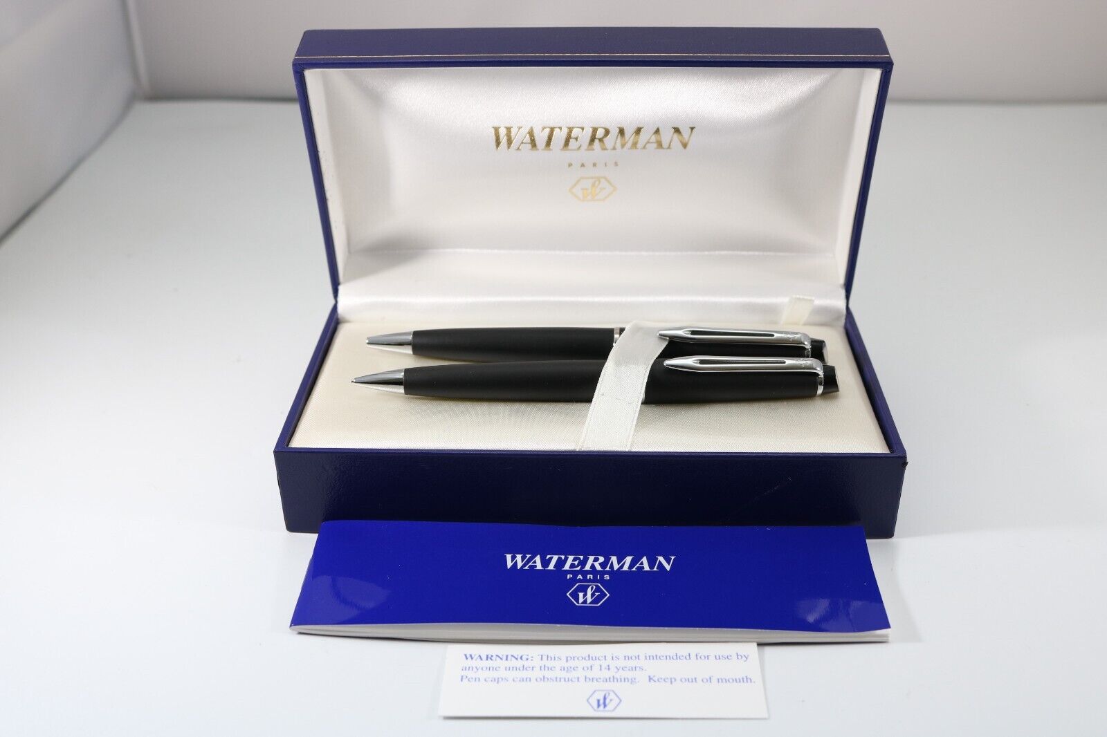 Vintage Waterman Expert MKII Epoxy Matt Black Ballpoint & Pencil (Cased)