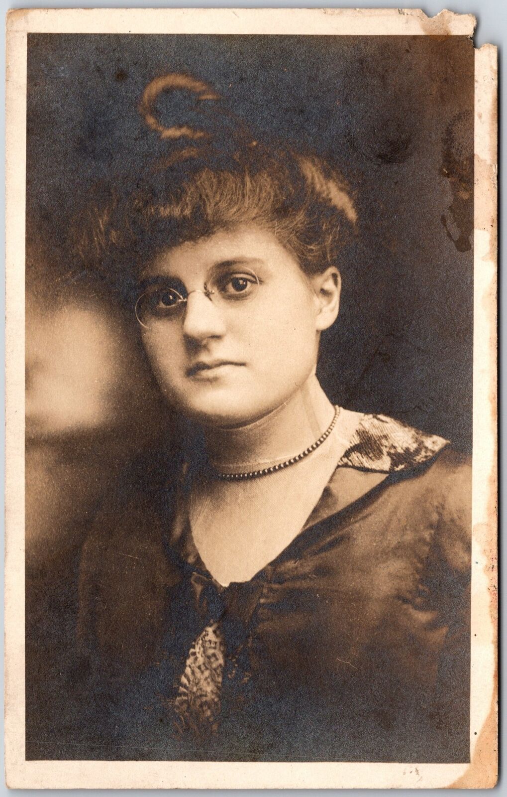 1907 Portrait Of A Woman In Formal Suit Real Photo Posted Postcard