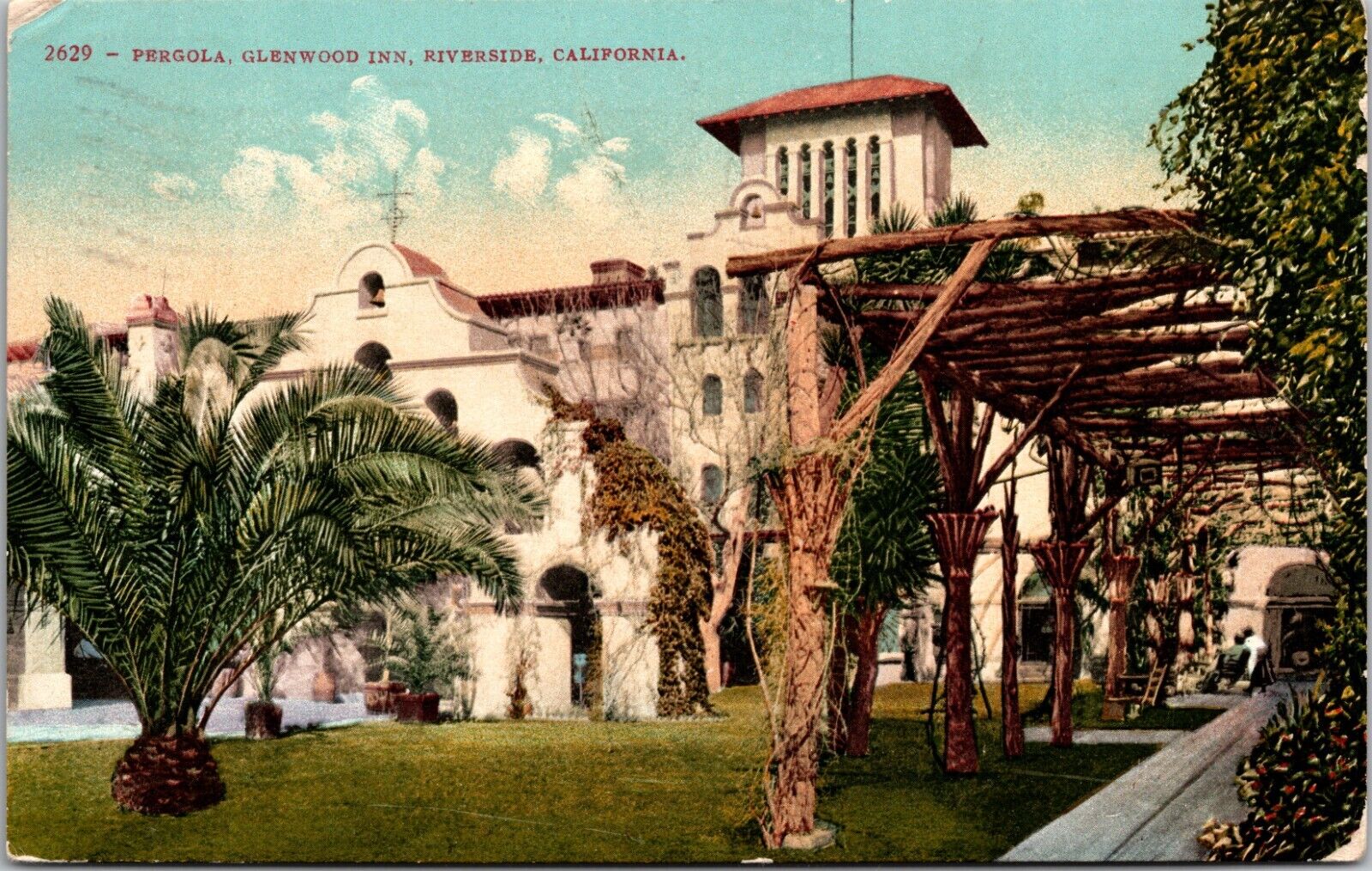 Riverside CA-California, Pergola, Glenwood Inn,  Vintage Postcard