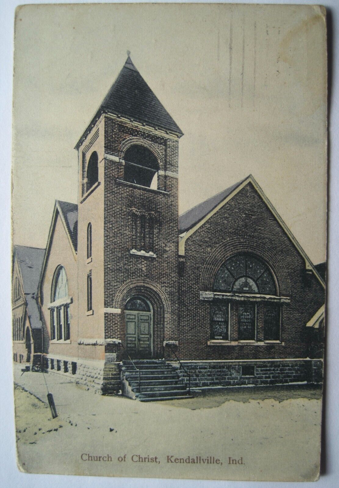 Kendallville IN Church of Christ Building Old 1912 Indiana Postcard