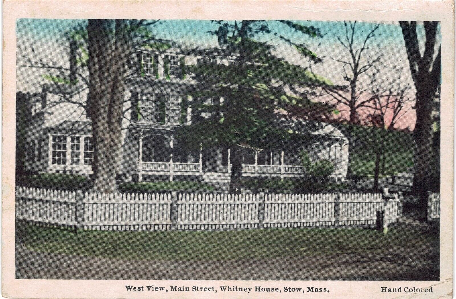 Stow MA Main Street Whitney House DB hand colored 