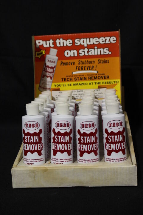 NOS Vintage Tech Stain Remover-8oz Store Display with 20 Bottles