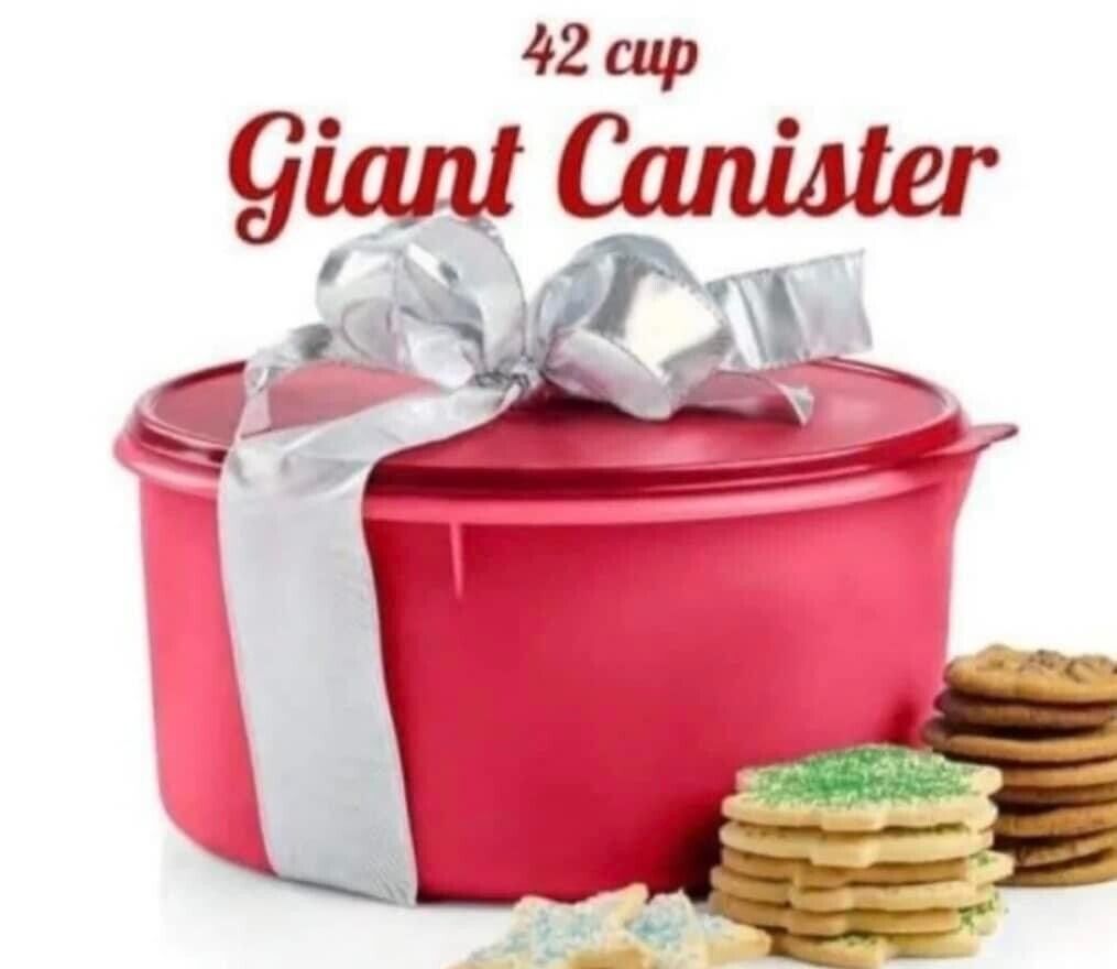 NEW TUPPERWARE GIANT Red cannister with seal 42 cups