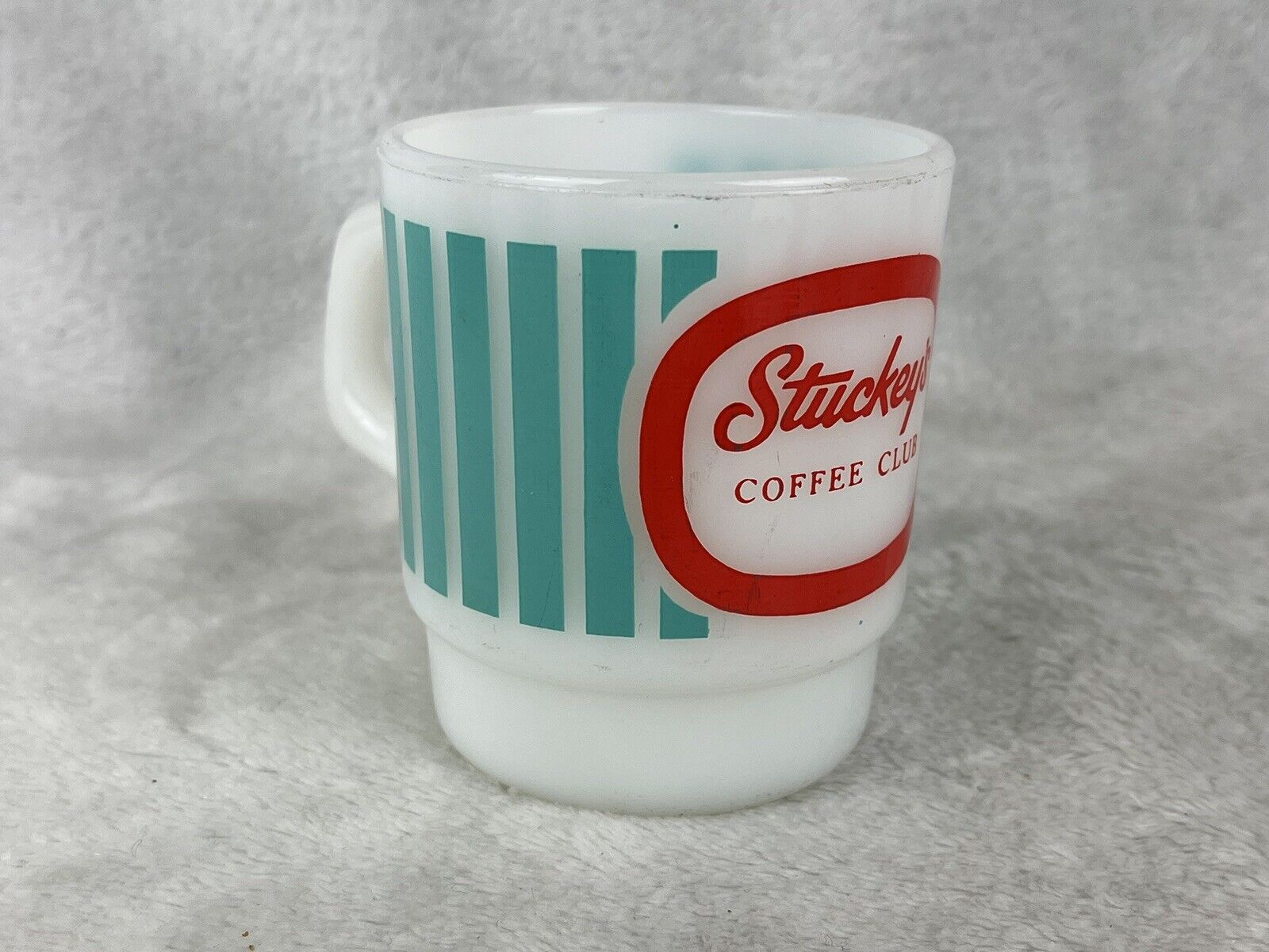 Stuckey\'s Coffee Club Vintage Coffee Mug Fire King Milk Glass Anchor Hocking