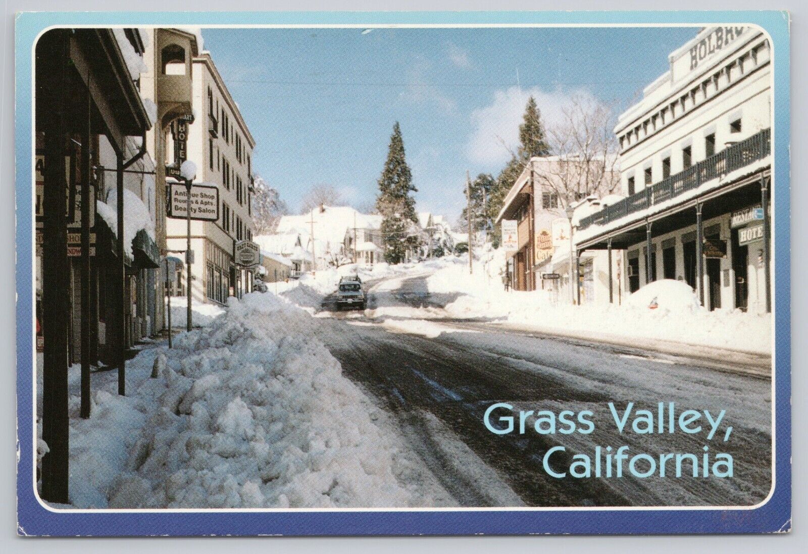 Postcard Grass Valley California 100 Year Storm Covered in Snow