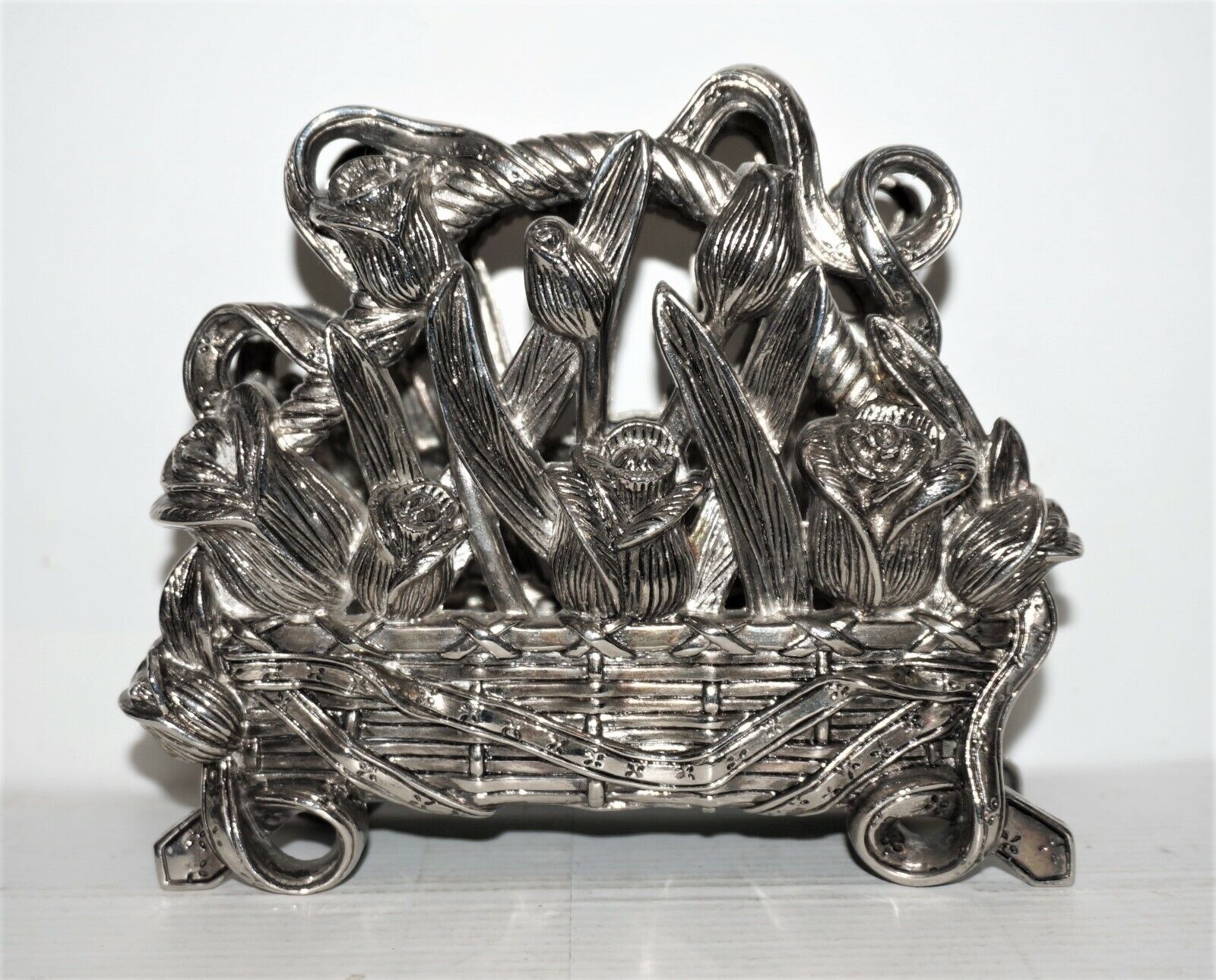 Vintage Silver-Plated Letter Holder International Silver Company Tulip Basket
