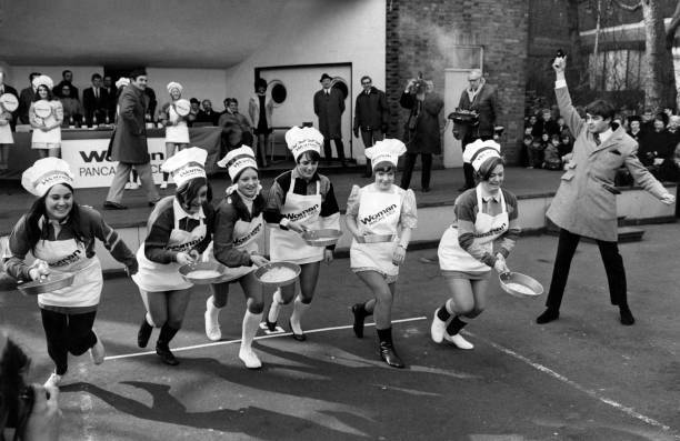 Derek Nimmo starts one of the heats of the pancake races held - 1968 Old Photo