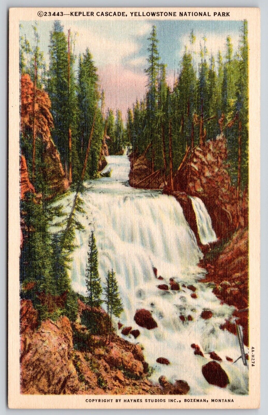 Kepler Cascade Yellowstone National Park Waterfall River Rapids Forest Postcard