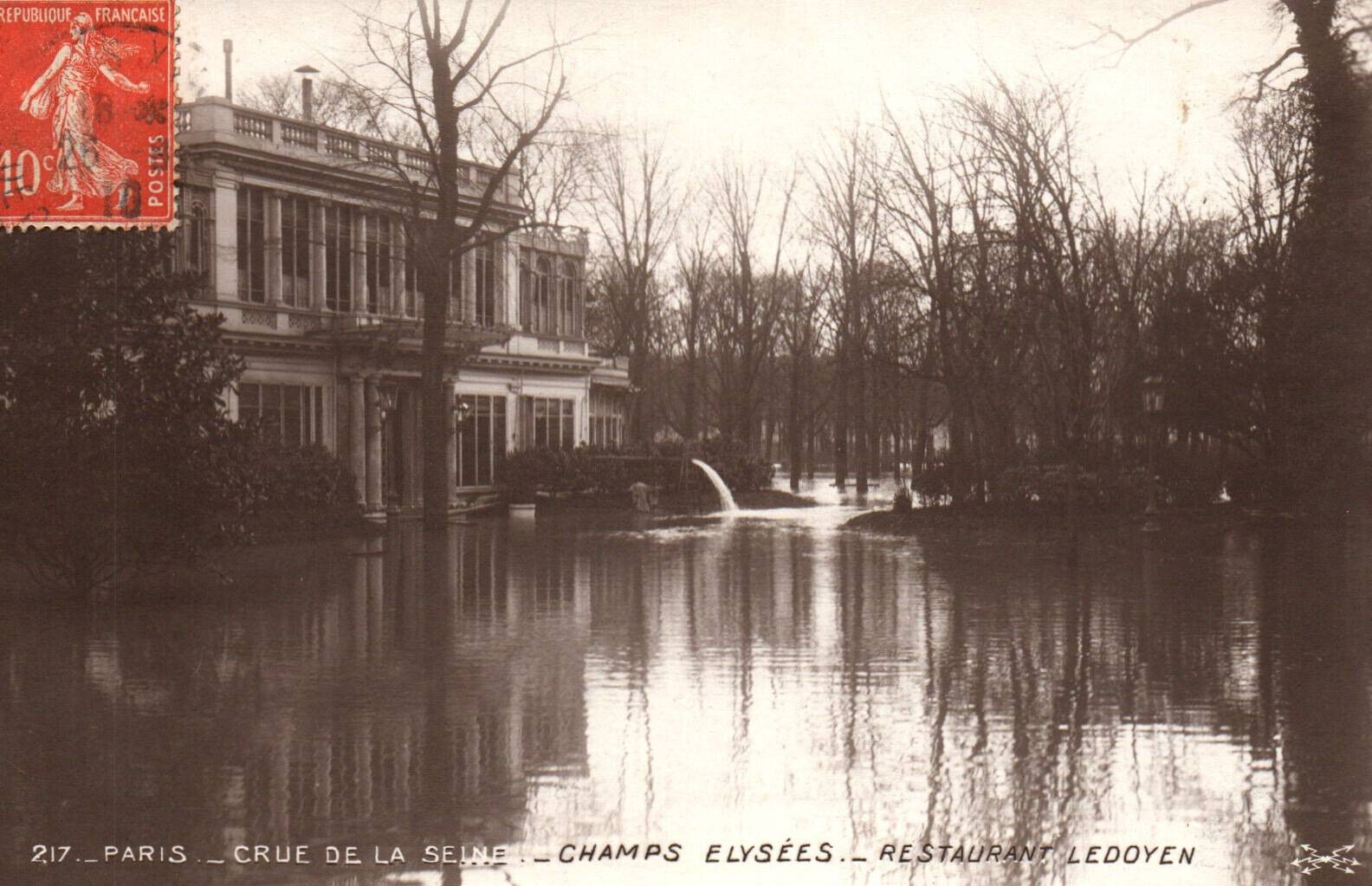 CPA 75 - PARIS - Crue de la Seine 1910 - 217. Champs-Elysées, Ledoyen Restaurant