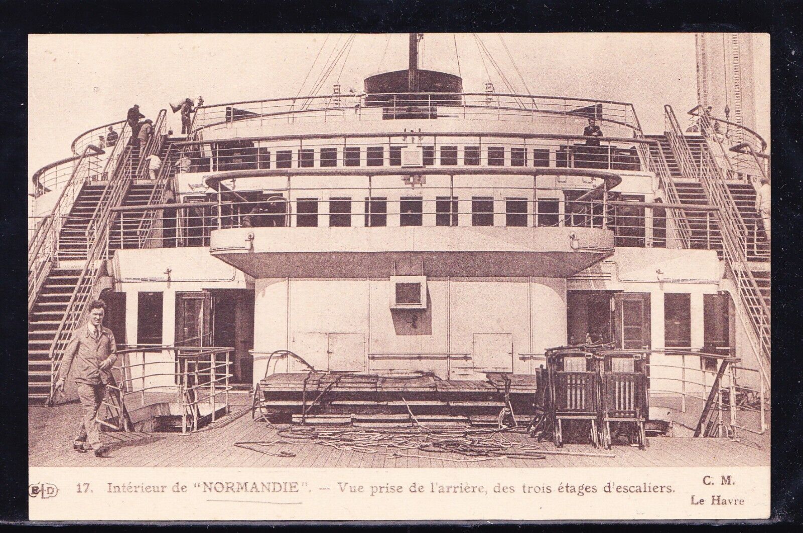 NORMANDIE FRENCH LINE CGT SEPIA POSTCARD * OFFERS *