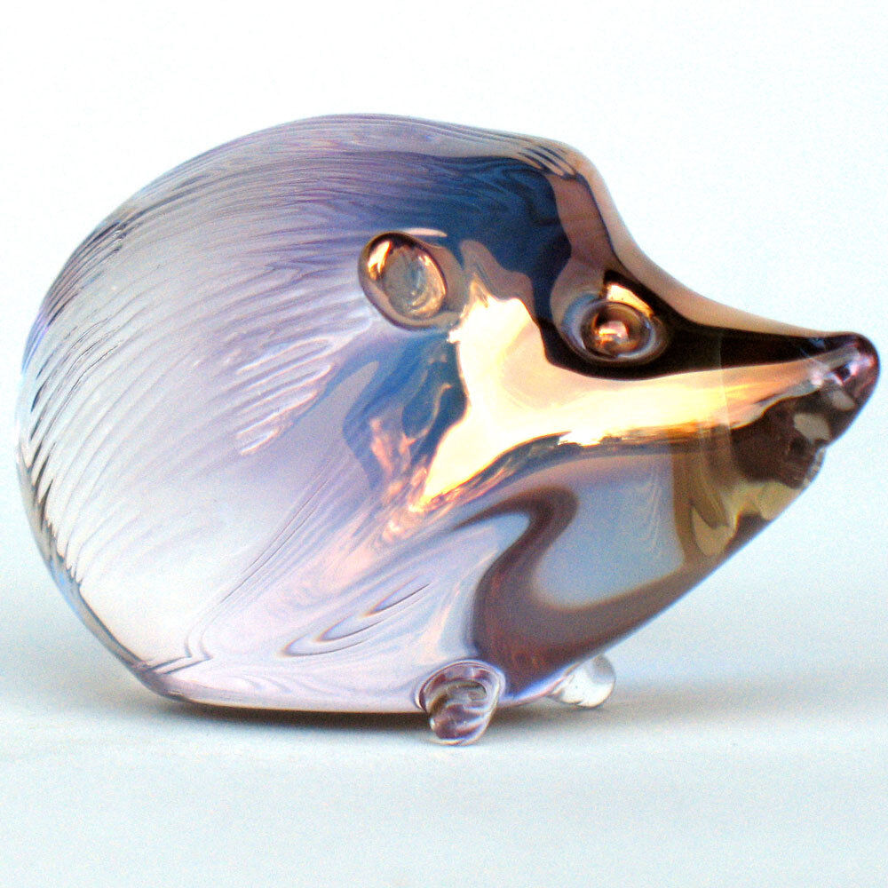 Hedgehog Figurine of Hand Blown Glass with 24K Gold