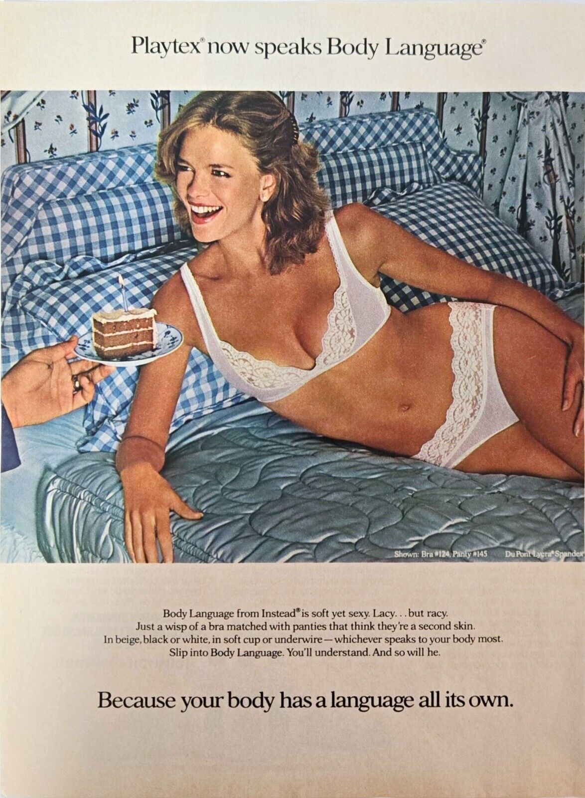1980 Playtex Body Language Bra Panties woman photo vintage print Ad
