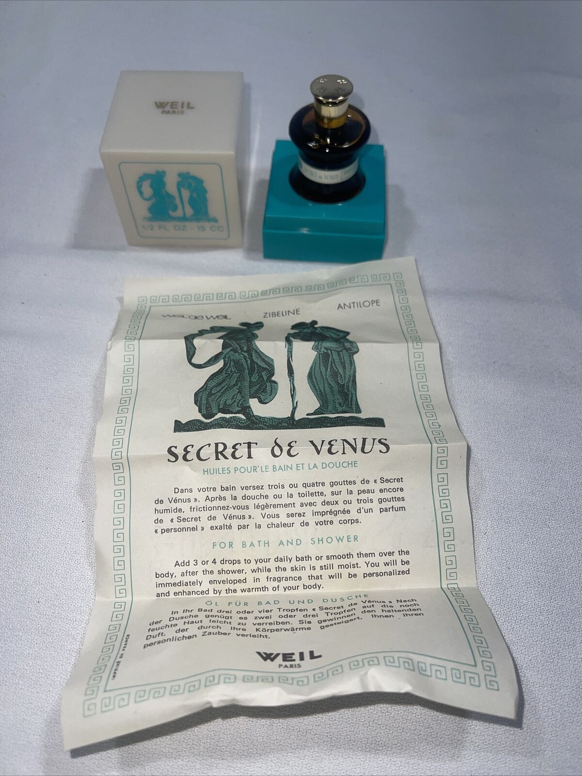 Secret de Venus Antilope •WEIL• Pour Le Bain Bath  body perfume Oil 15ml 1/2 Oz