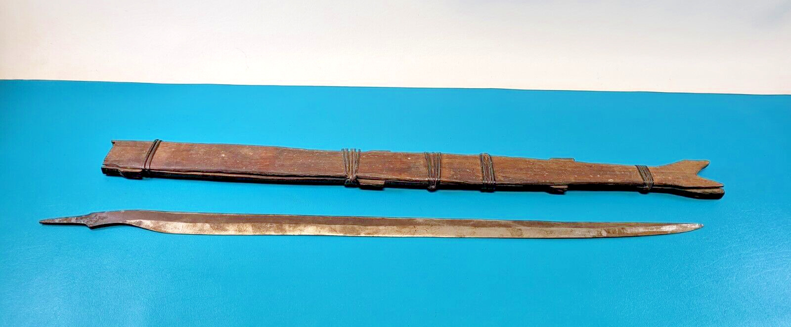 Vintage Southeast Asian Sword Saber + Wooden Scabbard