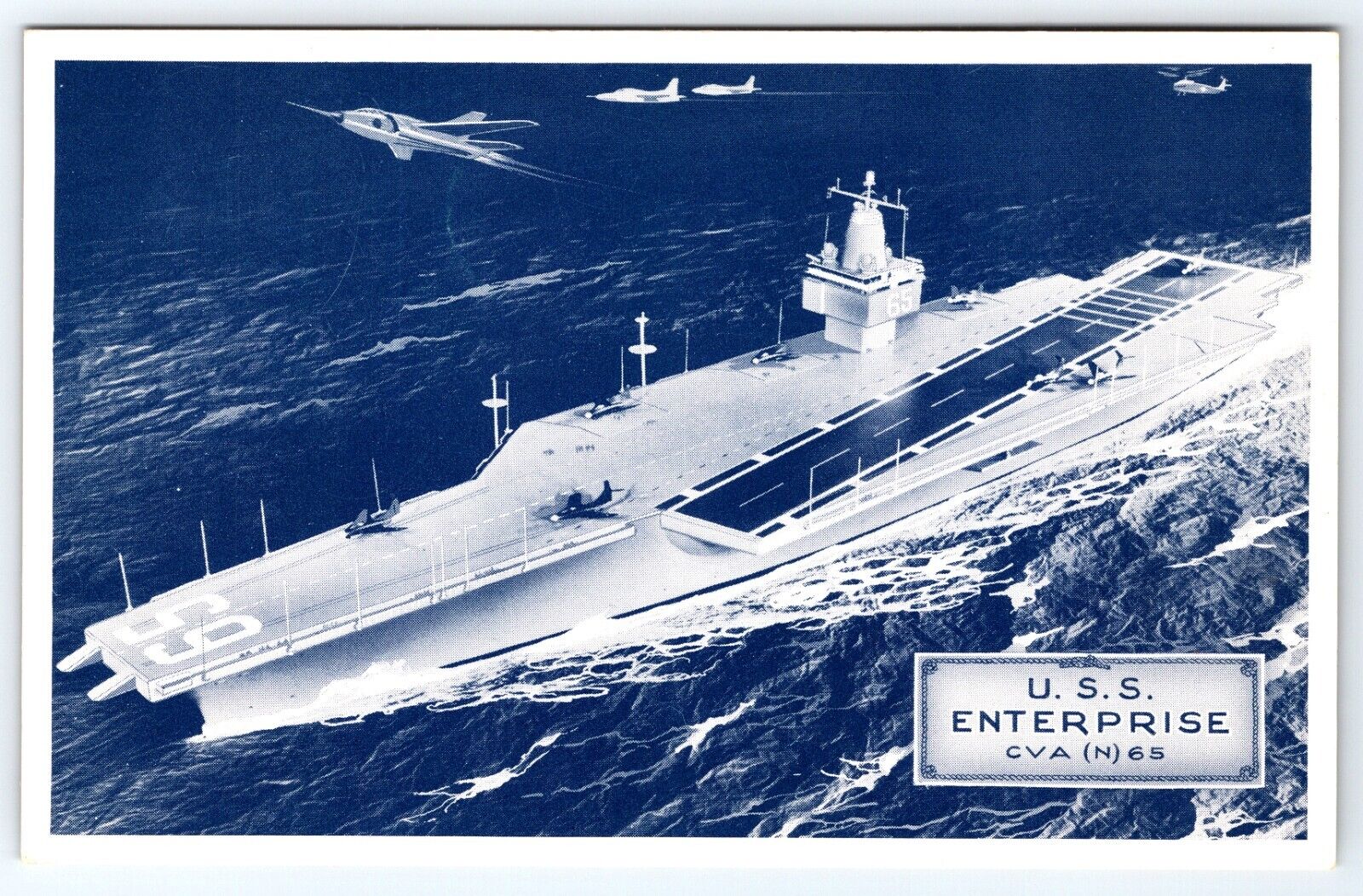U.S.S. Enterprise CVA (N) 65 Aircraft Carrier  Artist Conception Postcard