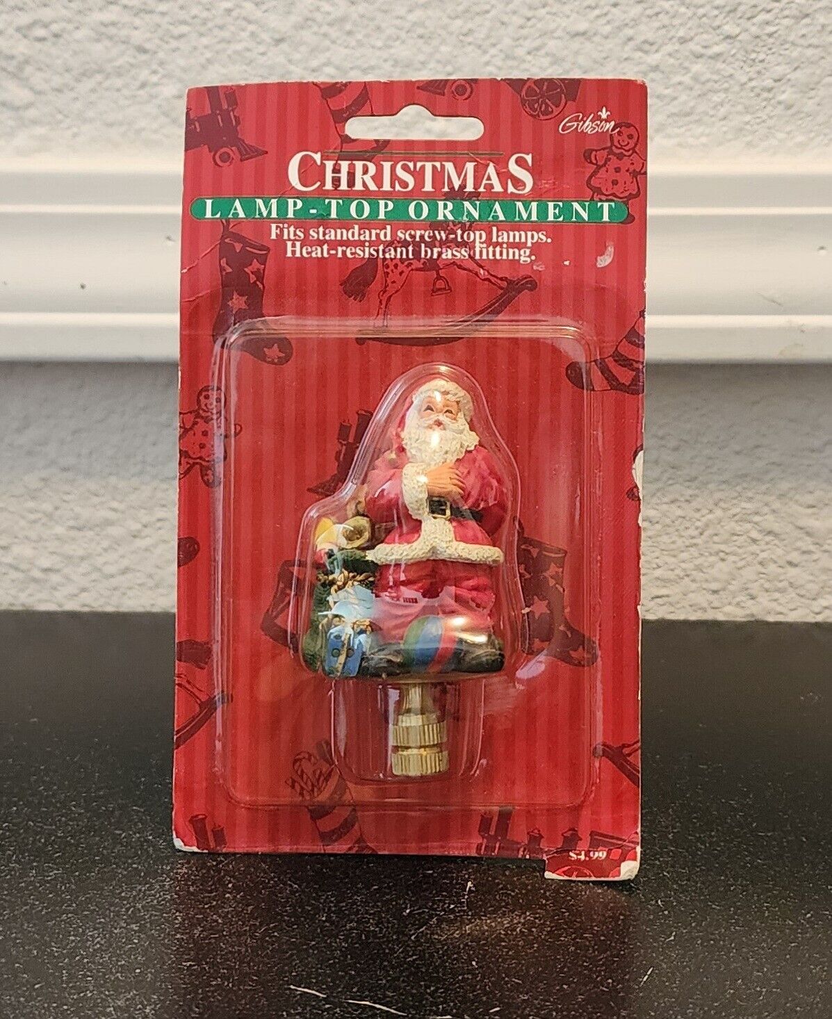 Gibson Christmas Lamp Top Santa Claus Ornament Finial, 1997, Heat Resistant, NOS