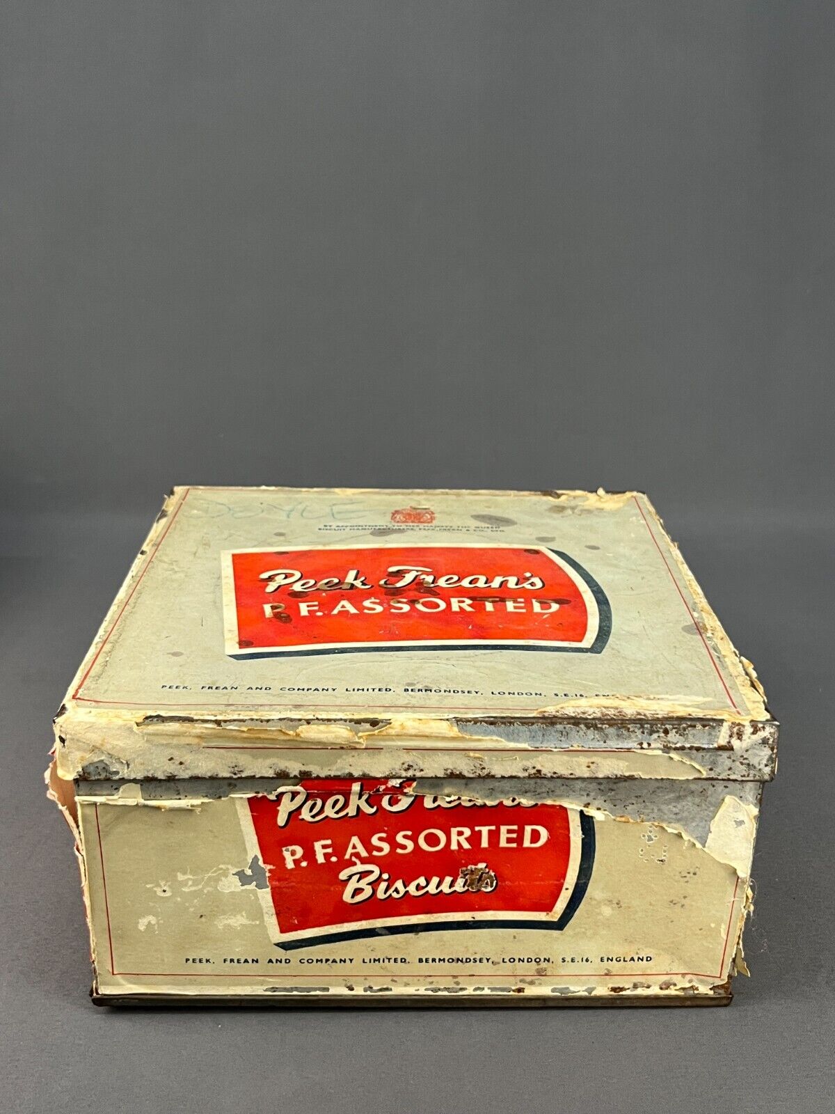 Scarce Antique Peek Frean & Co Famous Biscuit Tin / P.F. Assorted; London