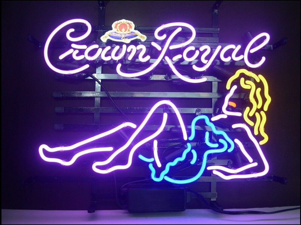 New Crown Royal Girl Beer Bar Artwork Neon Light Sign Wall Decor Artwork 24\