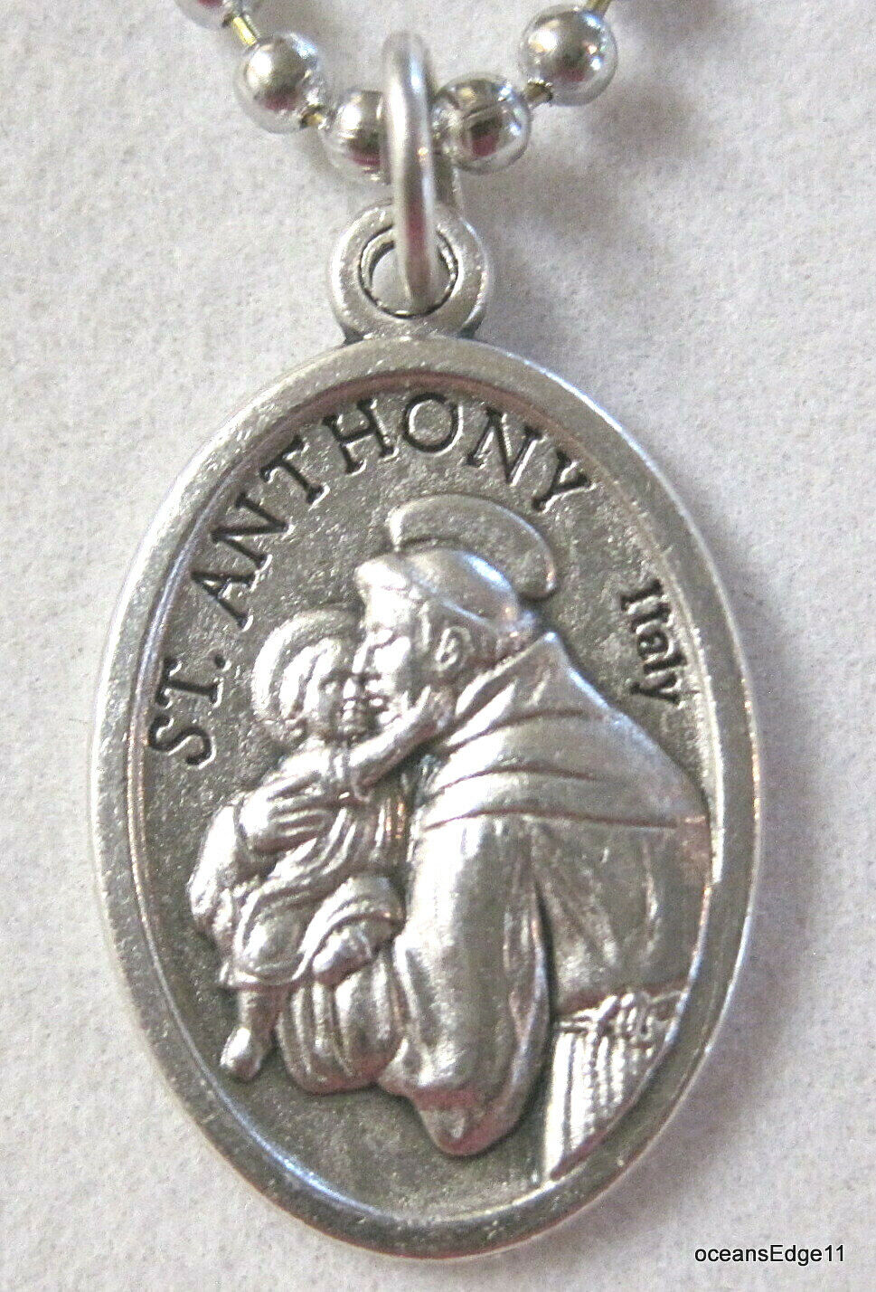 St Anthony of Padua Medal Religious Necklace,Silver Plated,No Tarnish Chain