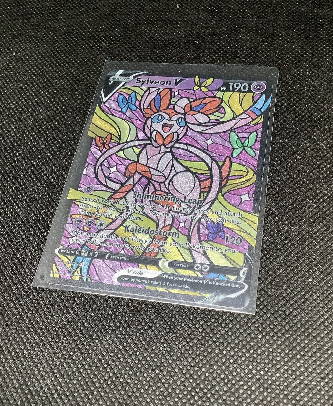 CUSTOM Sylveon Shiny/ Holo Pokemon Card Full/ Alt Art Stained Glass NM