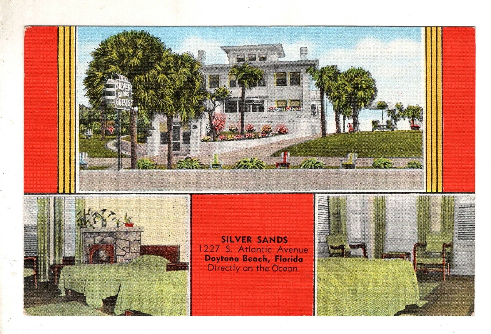 Daytona Beach FL Silver Sands Hotel On Beach Multi View Vintage Postcard