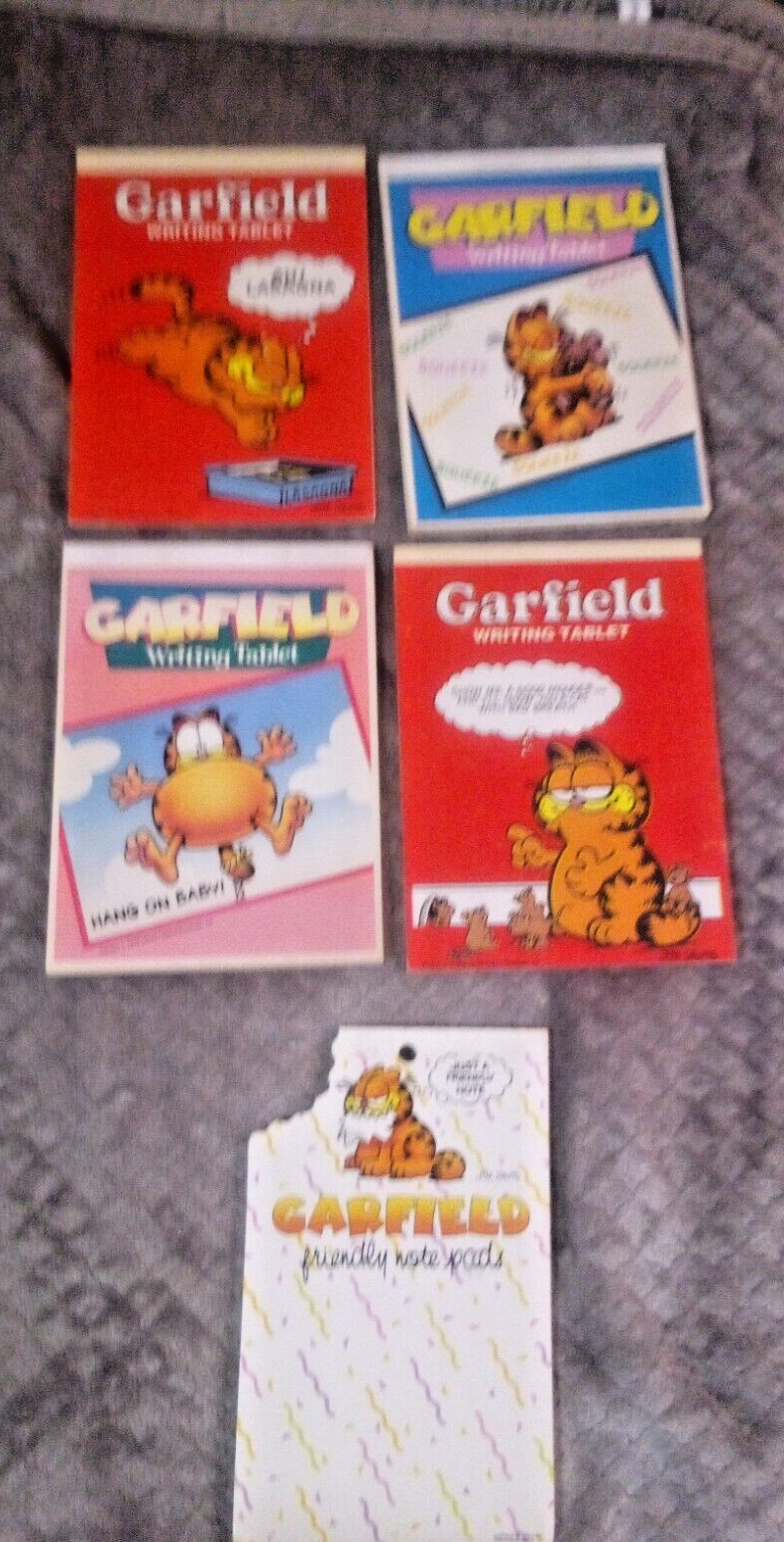LOT OF 5 GARFIELD Writing Tablets copyright  1978 Vintage cute