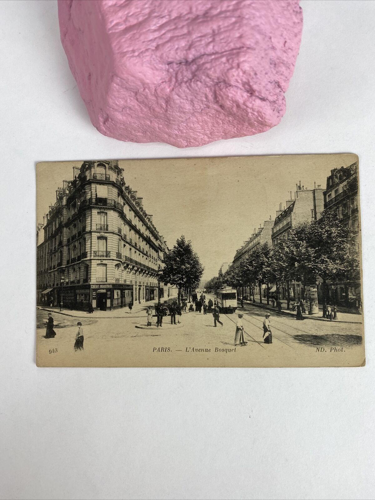 Antique Postcard Paris L\' Avenue Bosquet Sepia Photo Busy Street Posted