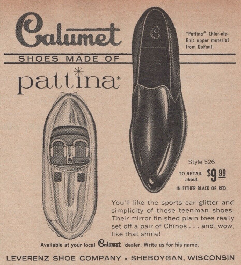Calumet Mens Dress Shoes Boat Pattina shape boating Vintage Print Ad Page
